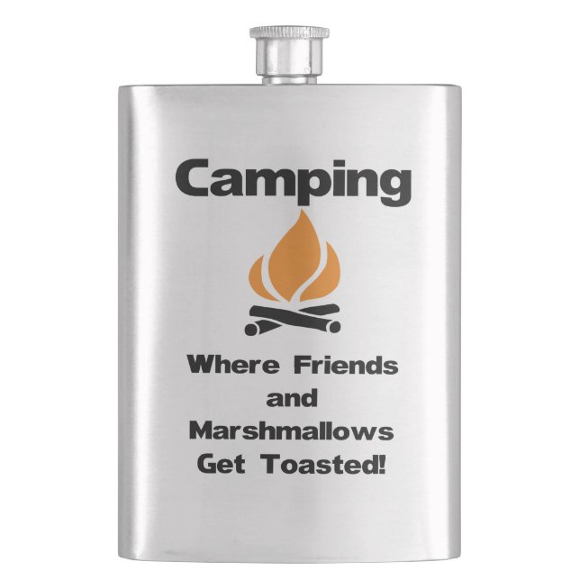 Cantil Camping engraçado dizendo com marshmallows e amigo (Frente)