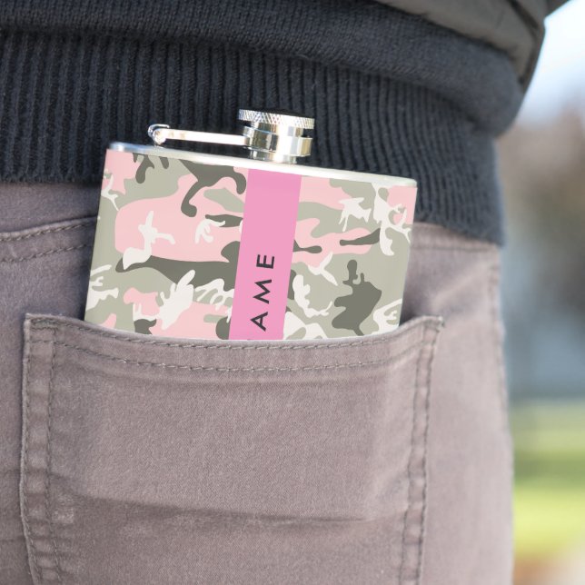 Cantil Camuflagem Rosa e Verde Personalize seu nome (In Situ)