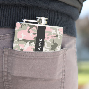 Cantil Camuflagem Rosa e Verde Personalize seu nome