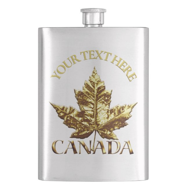 Cantil Canadá Souvenir Flask Custom Dourado Canada Flask (Frente)
