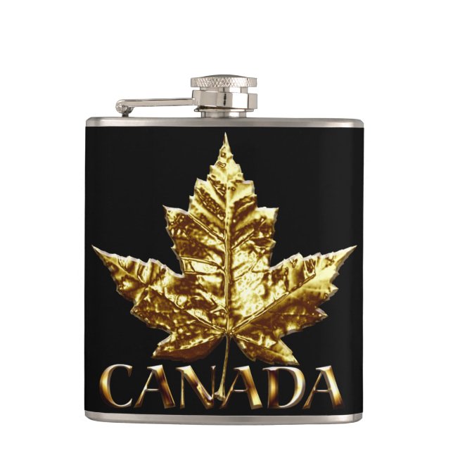 Cantil Canada Souvenir Flask Dourado Medalha Canada Flask (Frente)