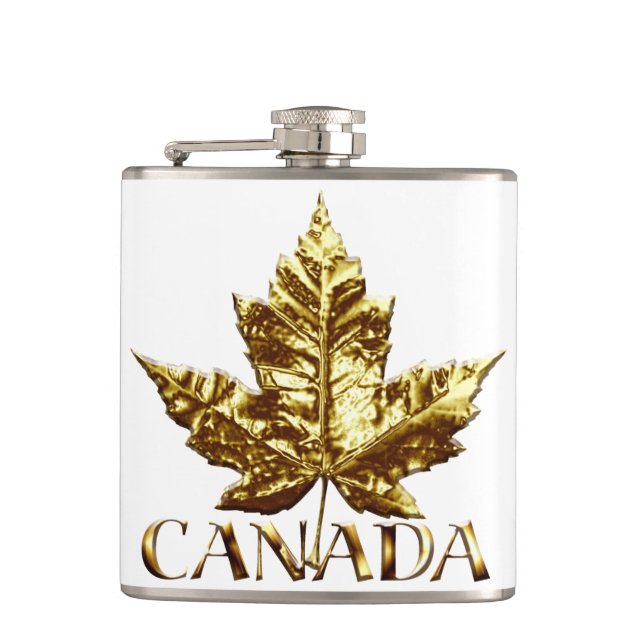 Cantil Canada Souvenir Flask Dourado Medalha Canada Flask (Frente)