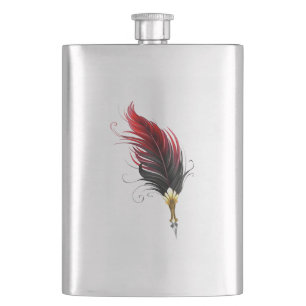 Cantil Caneta de penas vermelhas com ninho de ouro