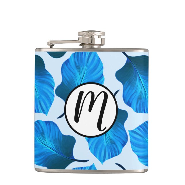 Cantil Canna Tropicanna Folhas Tropicais em Azul (Frente)