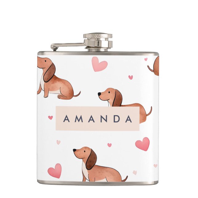 Cantil Cão de Dachshund Cute Personalizado Monograma (Frente)