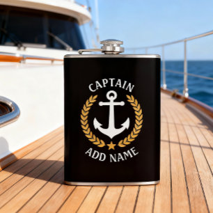 Cantil Capitão Boat Name Anchor Dourado Estilo Laurel Bla