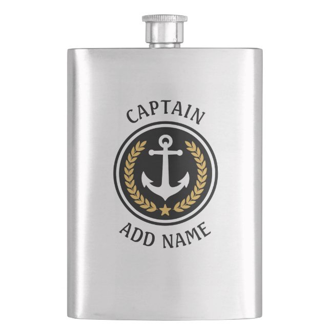 Cantil Capitão Boat Name Anchor Dourado Style Laurel Meta (Frente)
