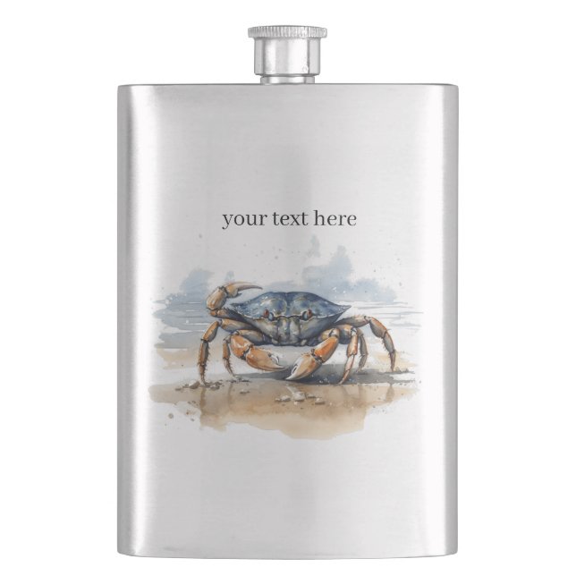 Cantil caranguejo azul e laranja caminhando na praia (Frente)