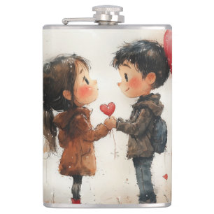 Cantil Casal Fofo em Aquarela com Balão em Forma de Coraç