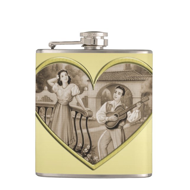 Cantil Casal Vintage Romance, homem e mulher, ouro (Frente)