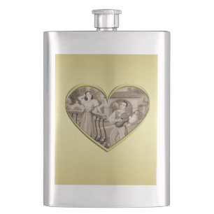 Cantil Casal Vintage Romance, homem e mulher, ouro