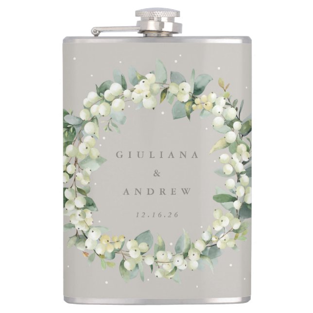 Cantil Casamento Personalizado de Snowberry e Eucalyptus  (Frente)