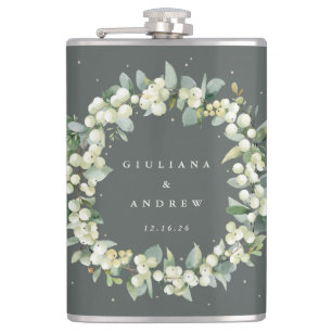 Cantil Casamento Personalizado de Snowberry e Eucalyptus 