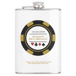 Cantil Casino Poker Chip Black Dourado White Birday Flask