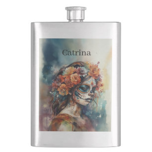 Cantil Catrina de Aquarela Dia de los Muertos Crânio de A