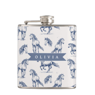 Cantil Cavalo Azul Vintage Personalizado Clássico Country