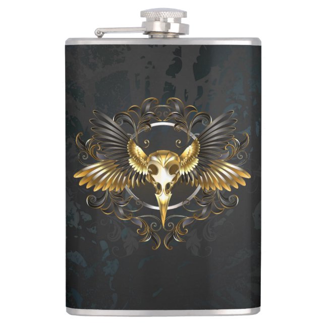 Cantil Caveira de ouro sobre fundo preto (Frente)