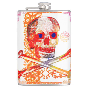 Cantil Caveira Skull pGeek NFT Arte Branco Laranja Olho A