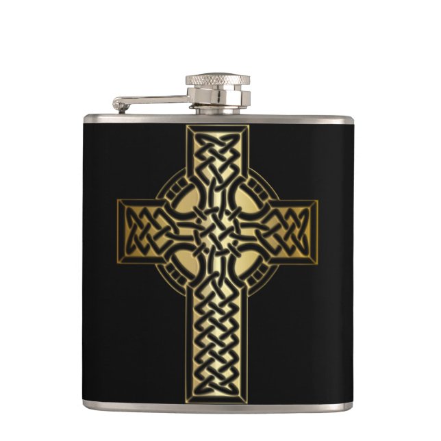 Cantil Celtic Knot Cross em Dourado e preto (Frente)