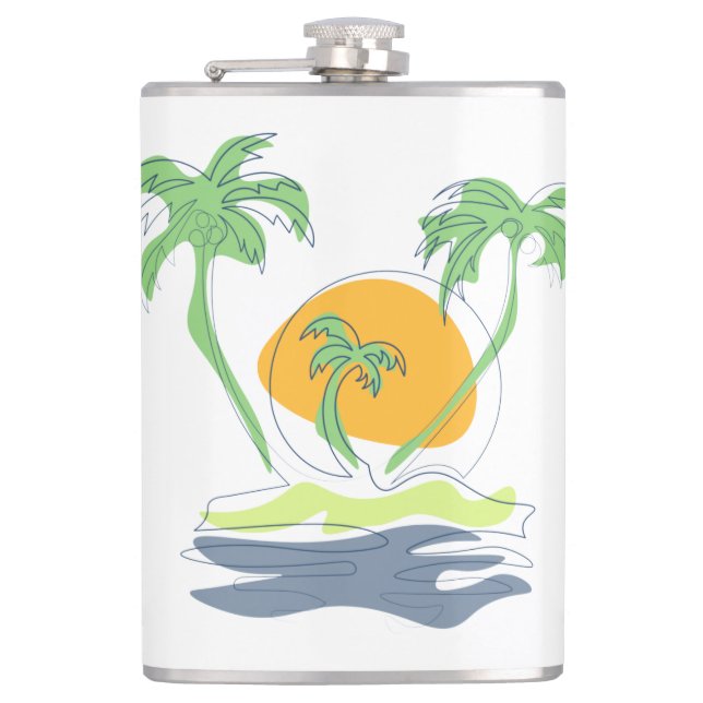 Cantil Cenário de praia de ilha tropical. Árvore de palme (Frente)