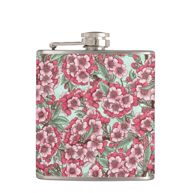 Cantil Cereja floresce em rosa e menta (Frente)