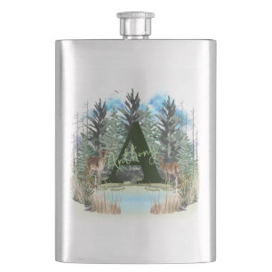 Cantil Cervo em Aquarela Letra de Monograma Personalizado
