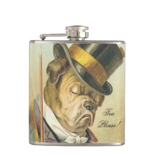 Cantil "Chá, por favor!" Cachorro Bulldog Elegante Vintag