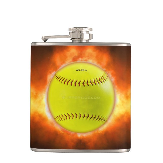 Cantil Chamas de bola de fogo de softball amarelo do Slip (Frente)