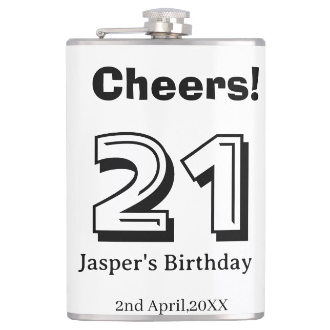 Cantil Cheers 21 birthday bold letter name boy man gifts  (Frente)
