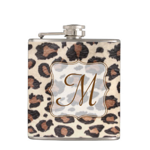 Cantil Cheetah Spot Animal Print Monograma Whiskey Flask
