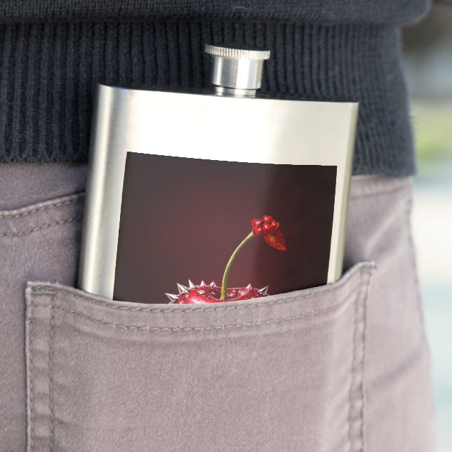 Cantil Cherry Rock Style Stainless Steel Flask (In loco)