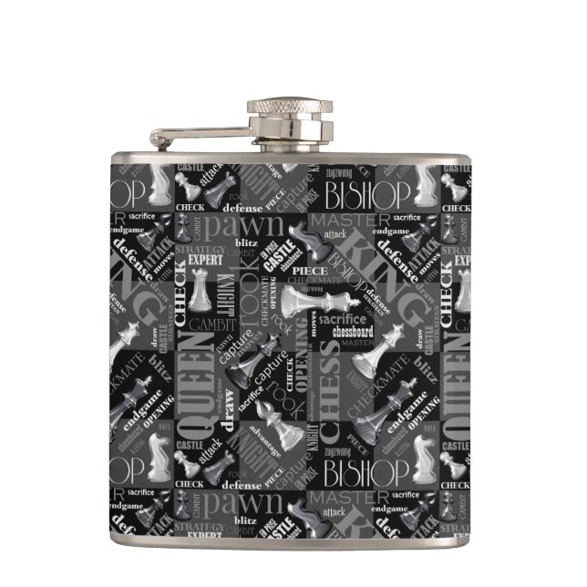Cantil Chess Termos e peças preto e branco ID784 (Frente)