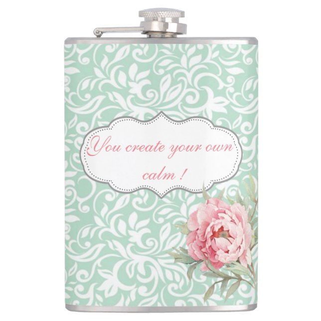 Cantil Chic Elegant Damask, Rosas, Mensagem Motivacional (Frente)