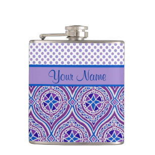 Cantil Chic Hip Flask to Personalize: Mauve, Blue