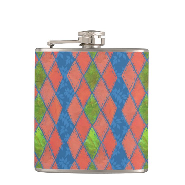 Cantil Chic Poppy Colors Faux patchwork Hip Flask (Frente)