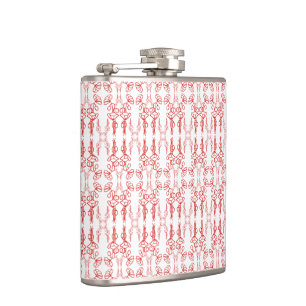 Cantil Chic Poppy Outline Red on White Hip Flask