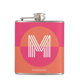Cantil Chic Retro Pink Orange Geometric Modern Monogram