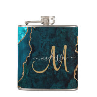 Chic Teal Dourado Glitter Agite Monograma