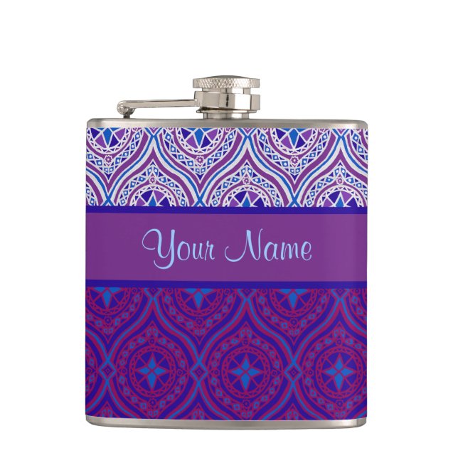 Cantil ChiccHip Flask to Personalize Padrões de Ogee Roxo (Frente)