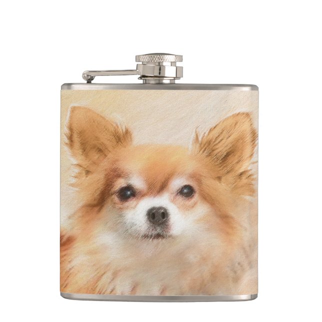 Cantil Chihuahua Pintura De Cachorro De Cabelo Longo (Frente)