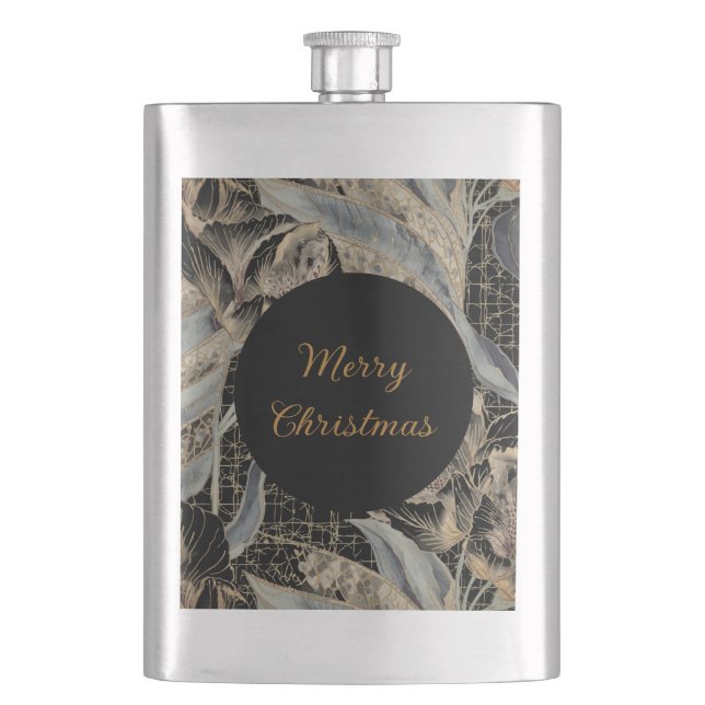 Cantil Christmas, Merry Christmas,Gold Blue Flowers Art  (Frente)