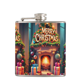 Cantil Christmas Themed Hip Flask – Merry Christmas Firep