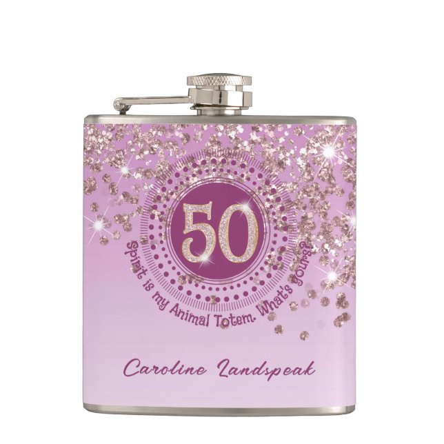 Cantil Cinquenta e Rosa Dourada citação de Bebendo e bril (Frente)