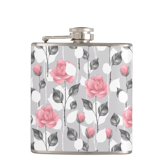 Cantil Cinza e rosa. Padrão floral (Frente)