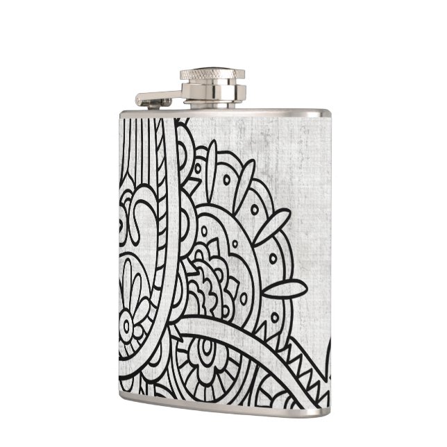 Cantil Cinza Mehndi Motif Flask (Esquerda)