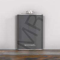 Cinza Monograma Personalizado Moderno