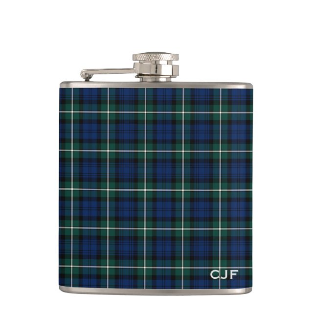 Cantil Clã Verde e Azul Forbes Monograma de Tartan (Frente)