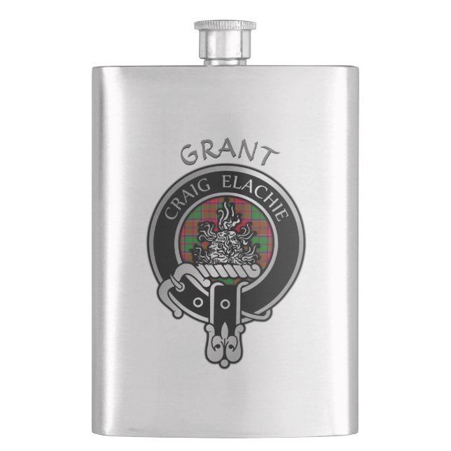 Cantil Clan Grant Crest & Tartan Flask (Frente)