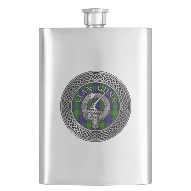 Cantil Clan Gunn Crest & Tartan Knot Flask (Frente)