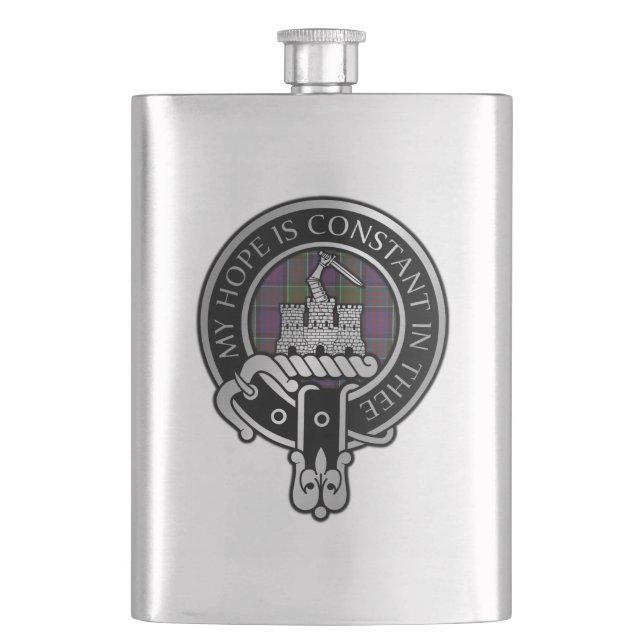 Cantil Clan MacDonald do Clanranald Crest & Tartan Flask (Frente)